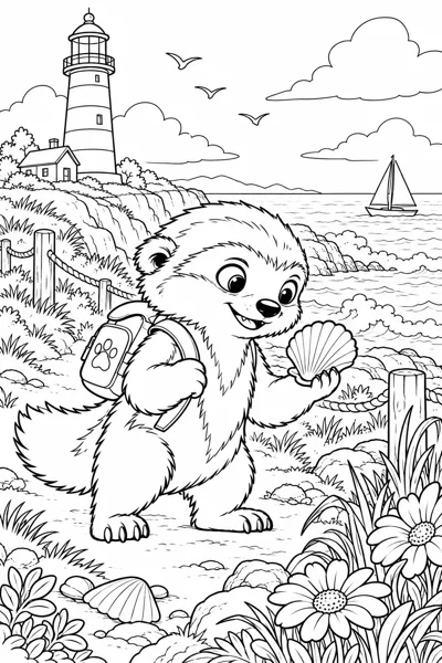 BADI coloring page: Coastal lighthouse