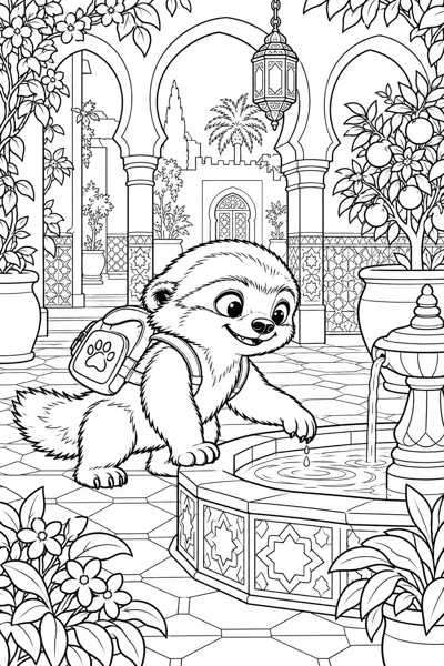 BADI coloring page: Moroccan courtyard